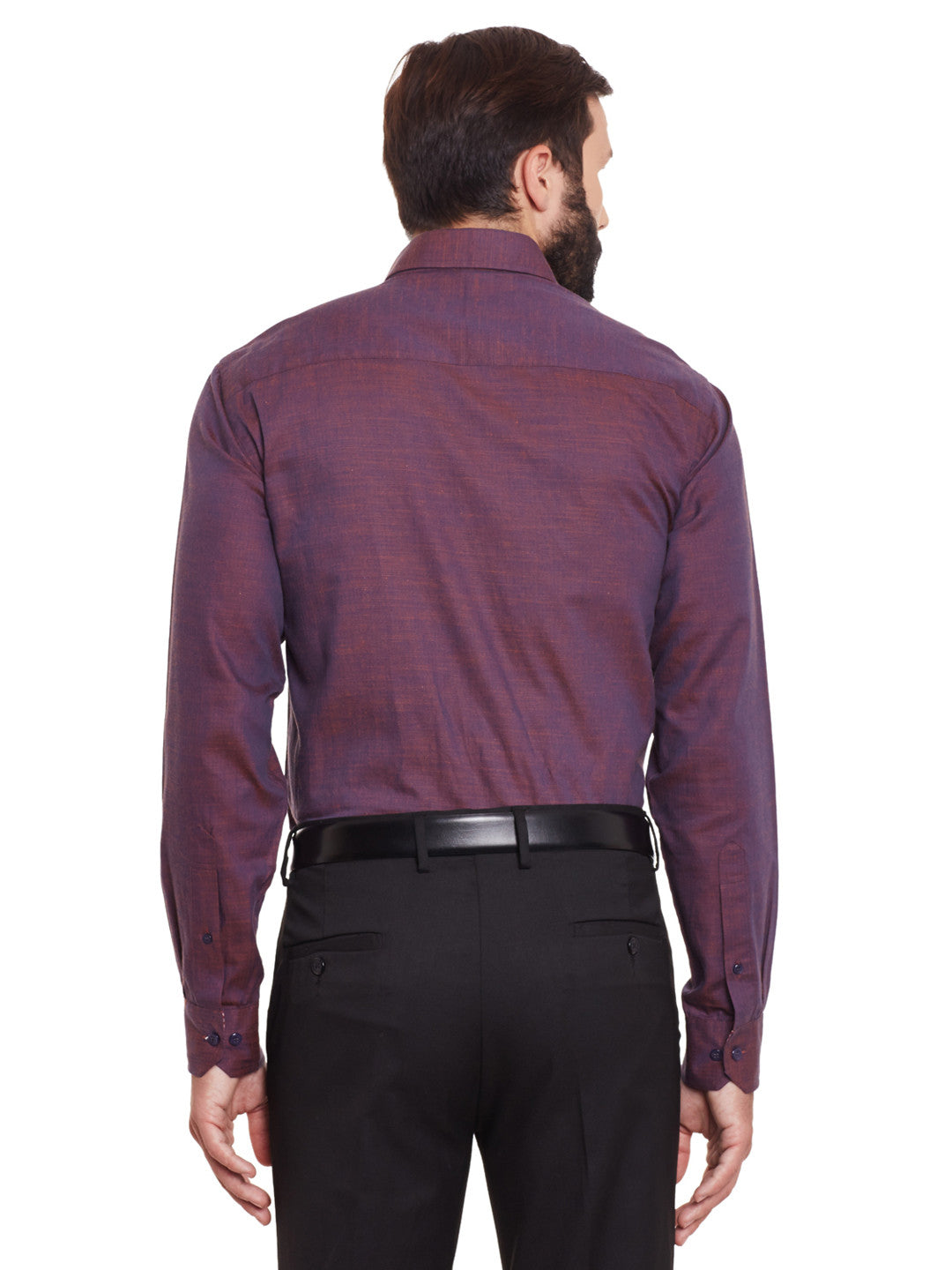 Men Wine Solid Pure Cotton Slim Fit Formal Shirt
