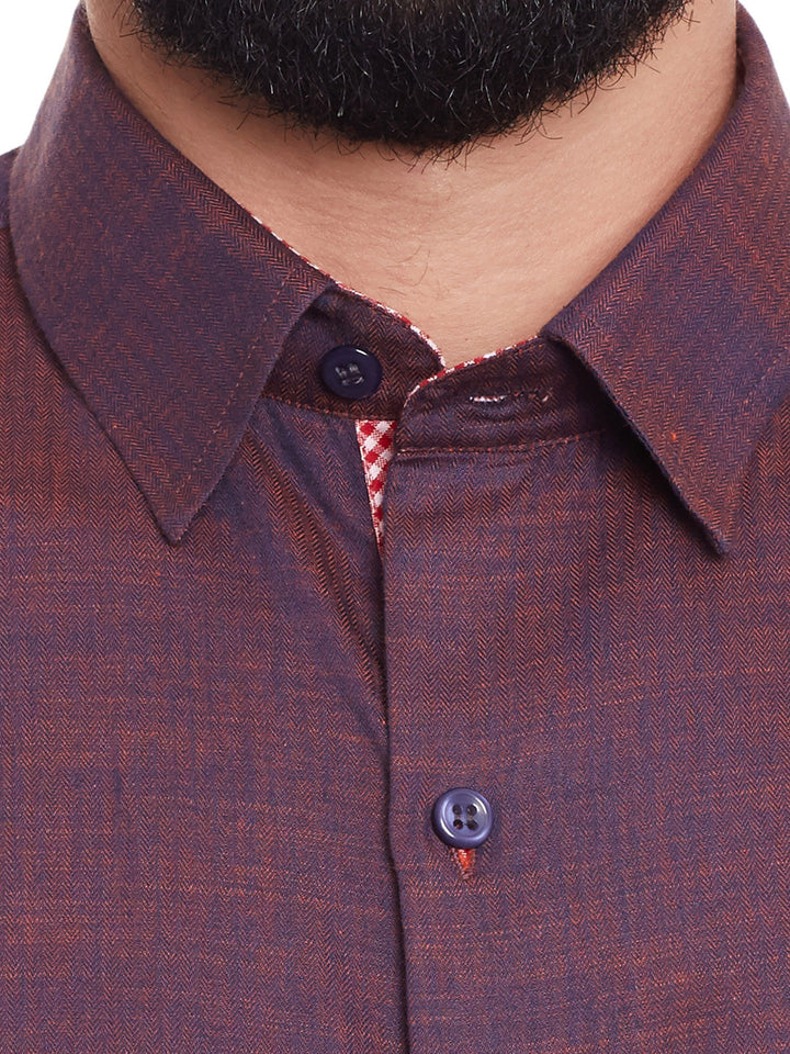 Men Wine Solid Pure Cotton Slim Fit Formal Shirt