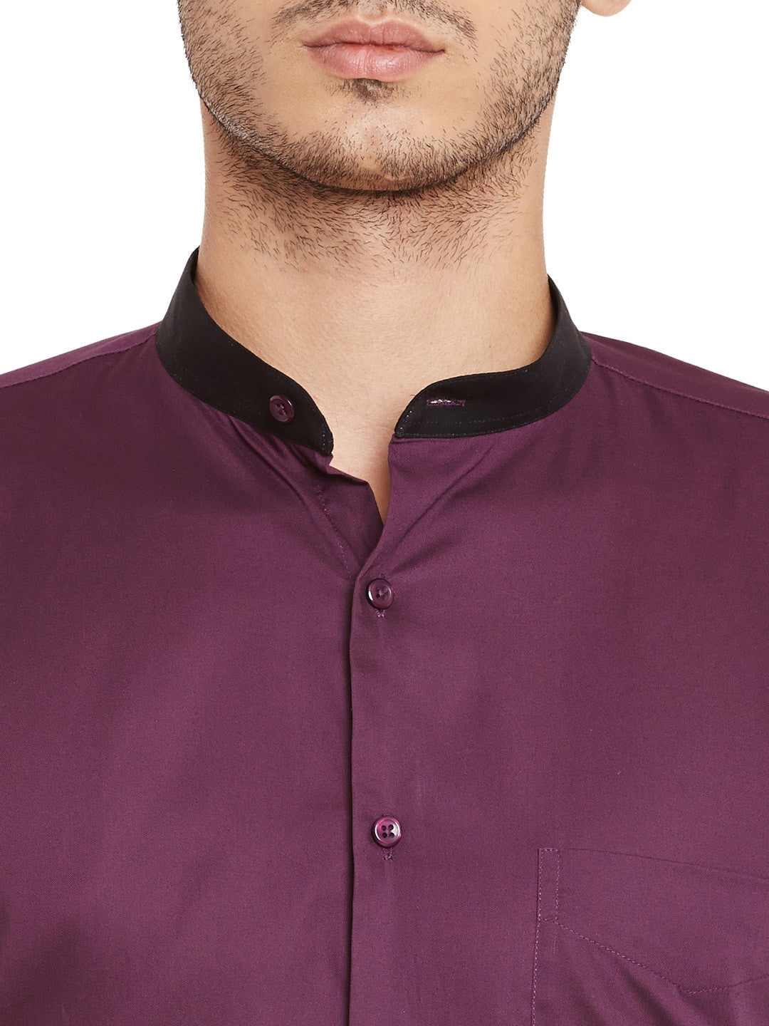 Men Purple Solid Pure Cotton Slim Fit Formal Shirt