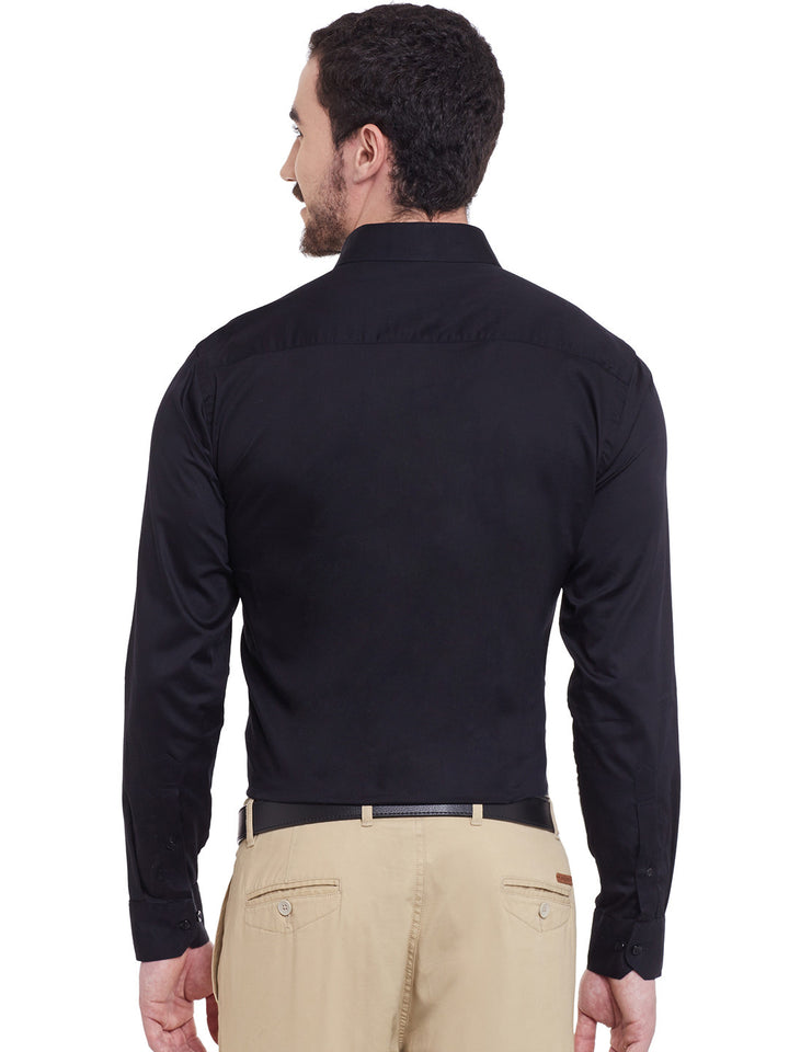 Men Black Printed Pure Cotton Slim Fit Formal Shirt
