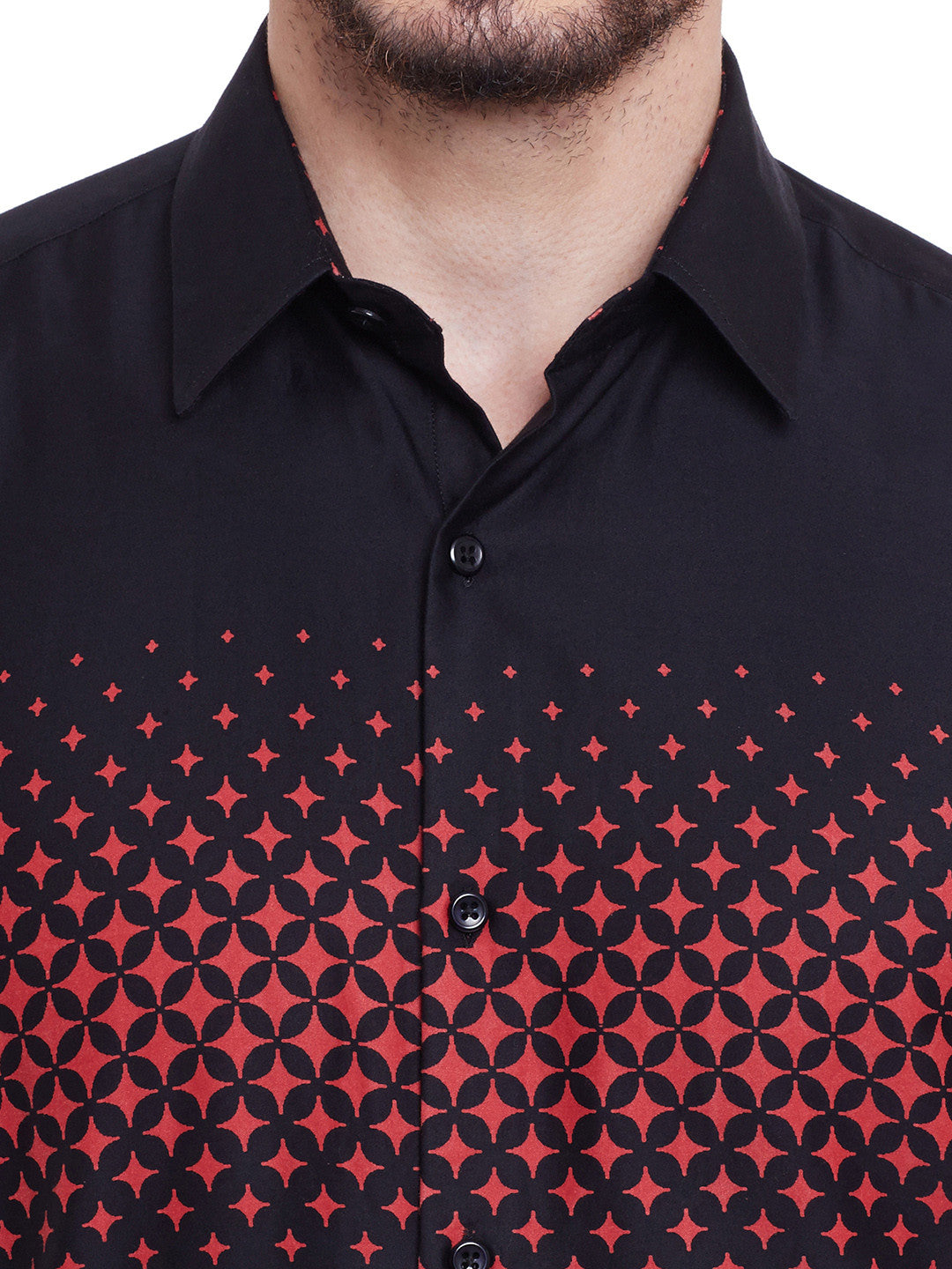 Men Black Printed Pure Cotton Slim Fit Formal Shirt