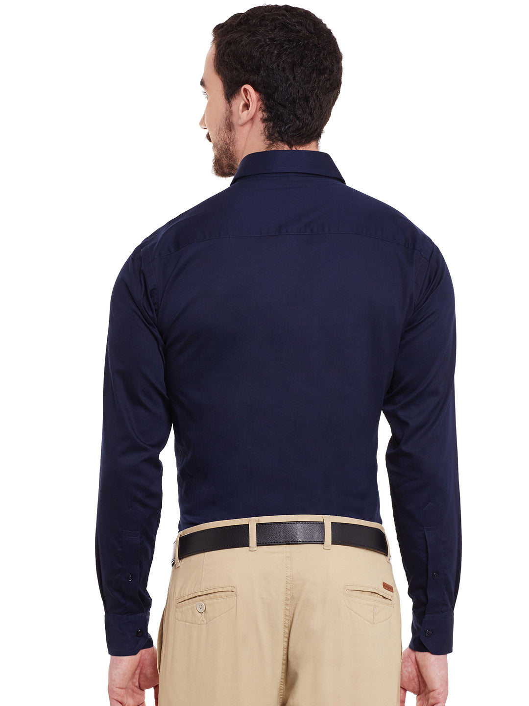 Men Navy Printed Pure Cotton Slim Fit Formal Shirt
