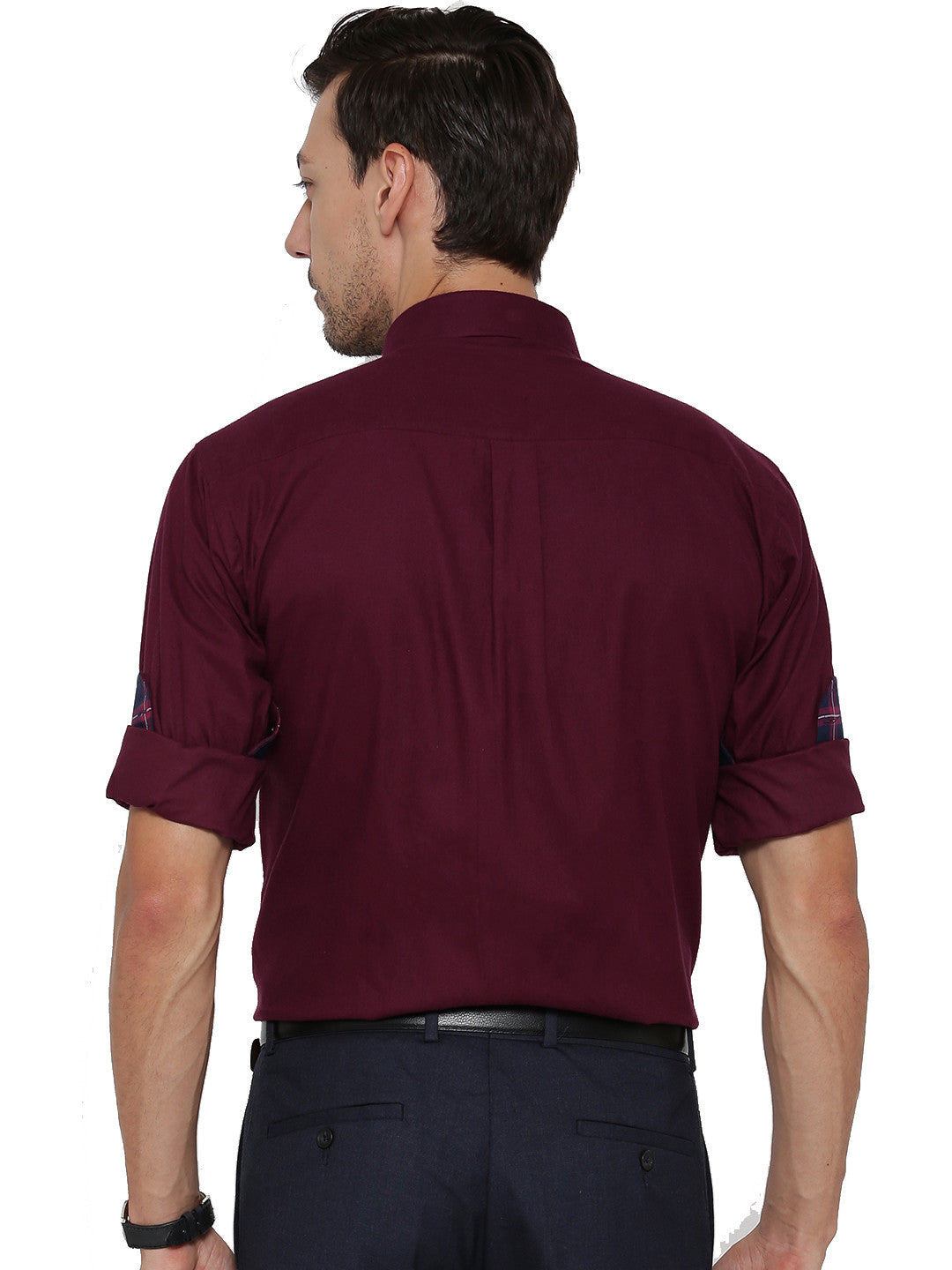 Men Maroon Solid Pure Cotton Slim Fit Formal Shirt