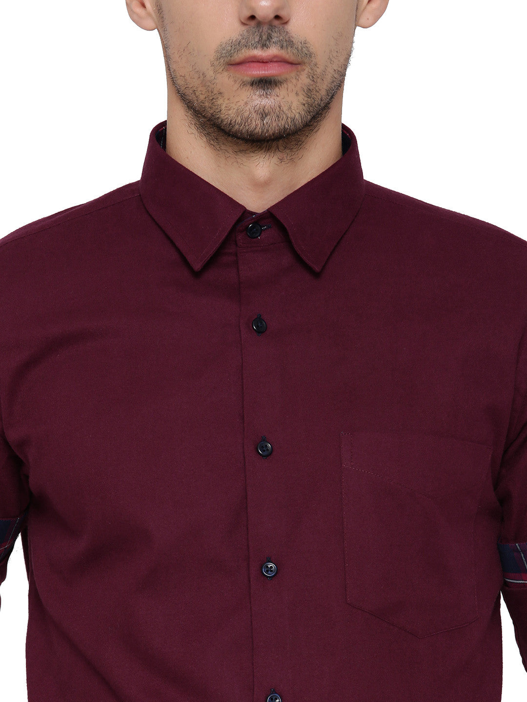 Men Maroon Solid Pure Cotton Slim Fit Formal Shirt