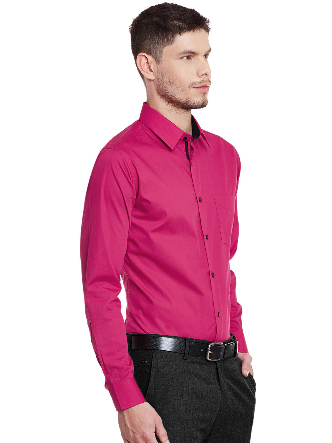 Men Pink Solid Pure Cotton Slim Fit Formal Shirt