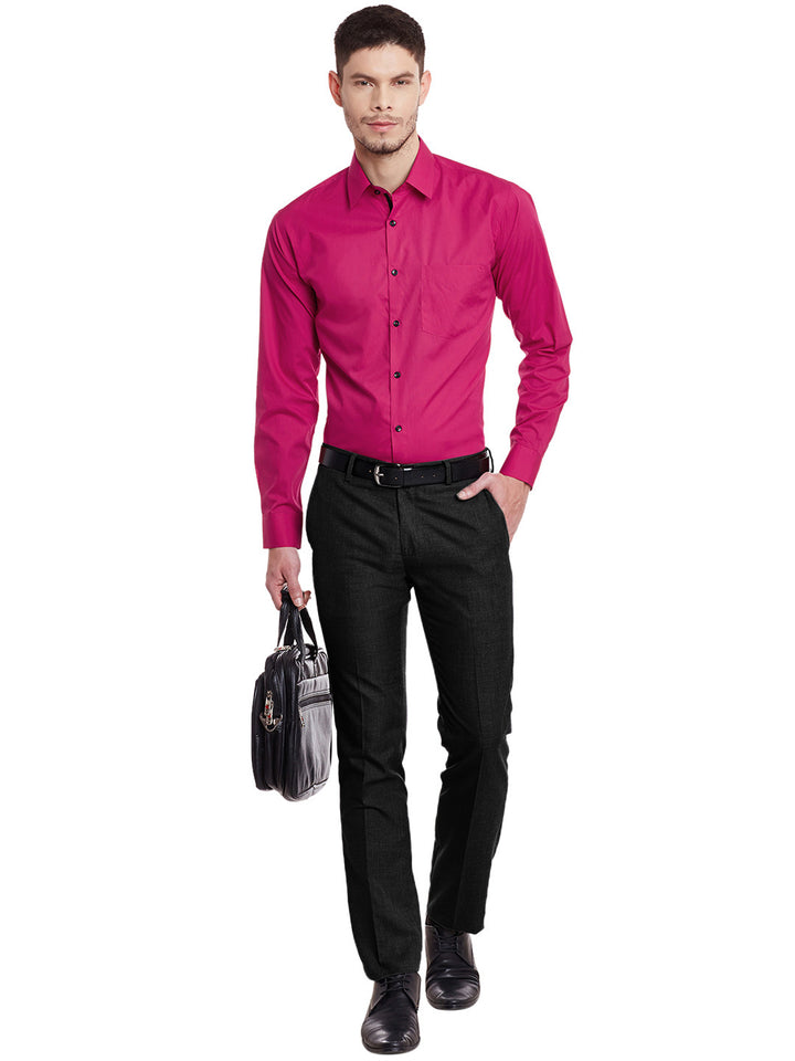 Men Pink Solid Pure Cotton Slim Fit Formal Shirt