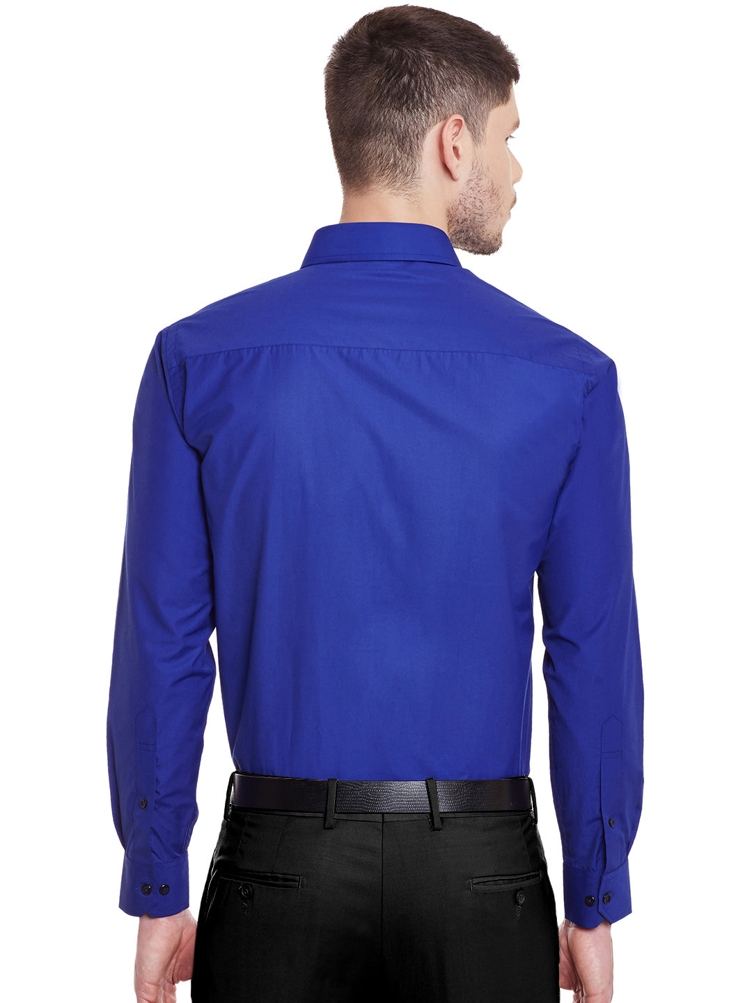 Men Royal Blue Solid Pure Cotton Slim Fit Formal Shirt