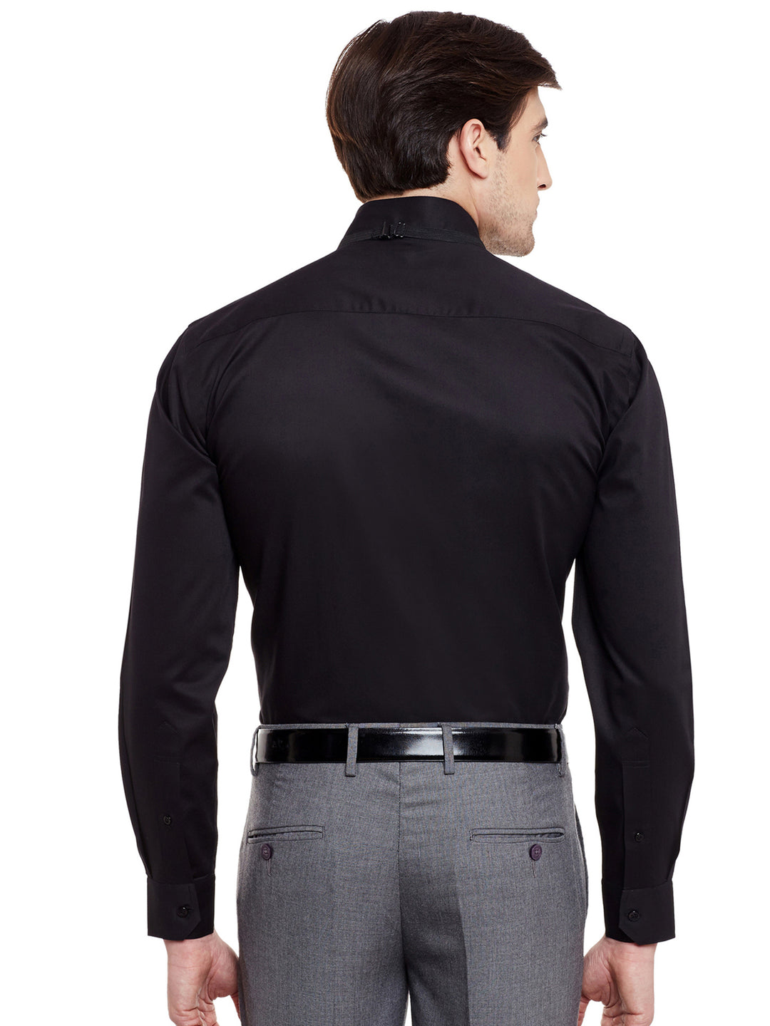 Men Black Solid Pure Cotton Bow Collar Slim Fit Formal Shirt