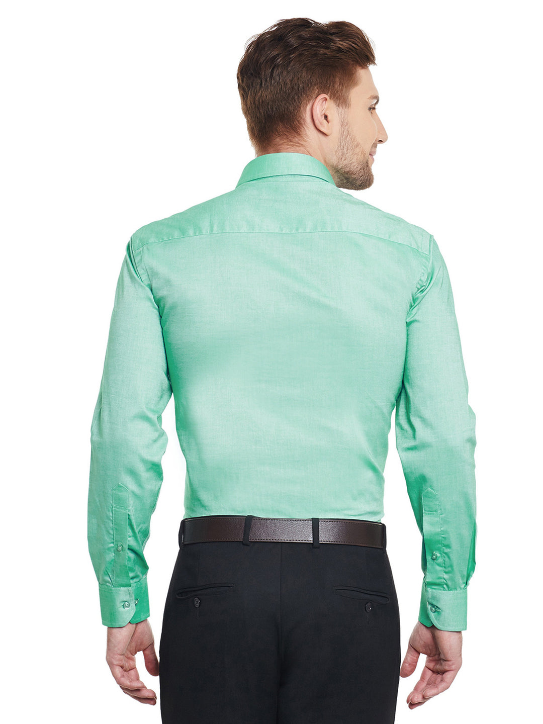 Men Green Solid  Pure  Cotton Slim Fit Formal Shirt