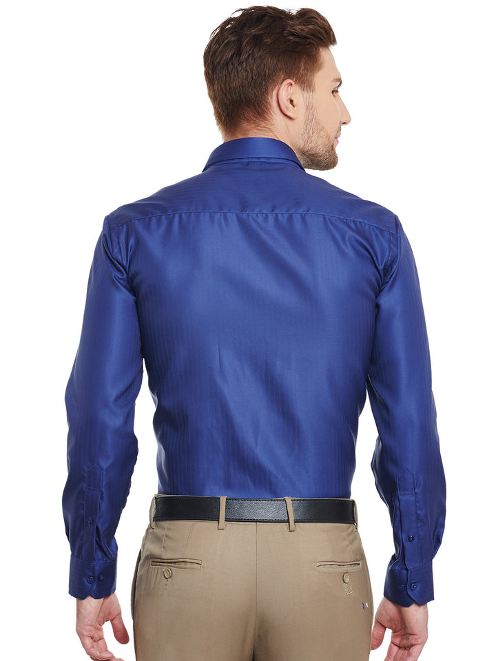 Men Navy Blue Solid  Pure  Cotton Slim Fit Formal Shirt