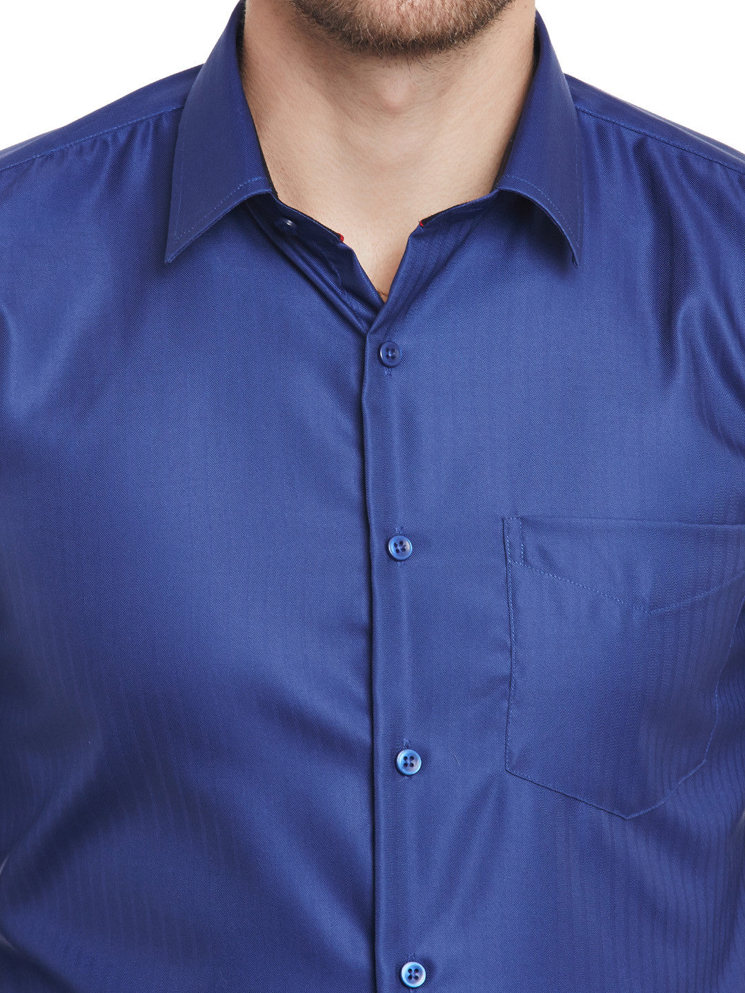Men Navy Blue Solid  Pure  Cotton Slim Fit Formal Shirt