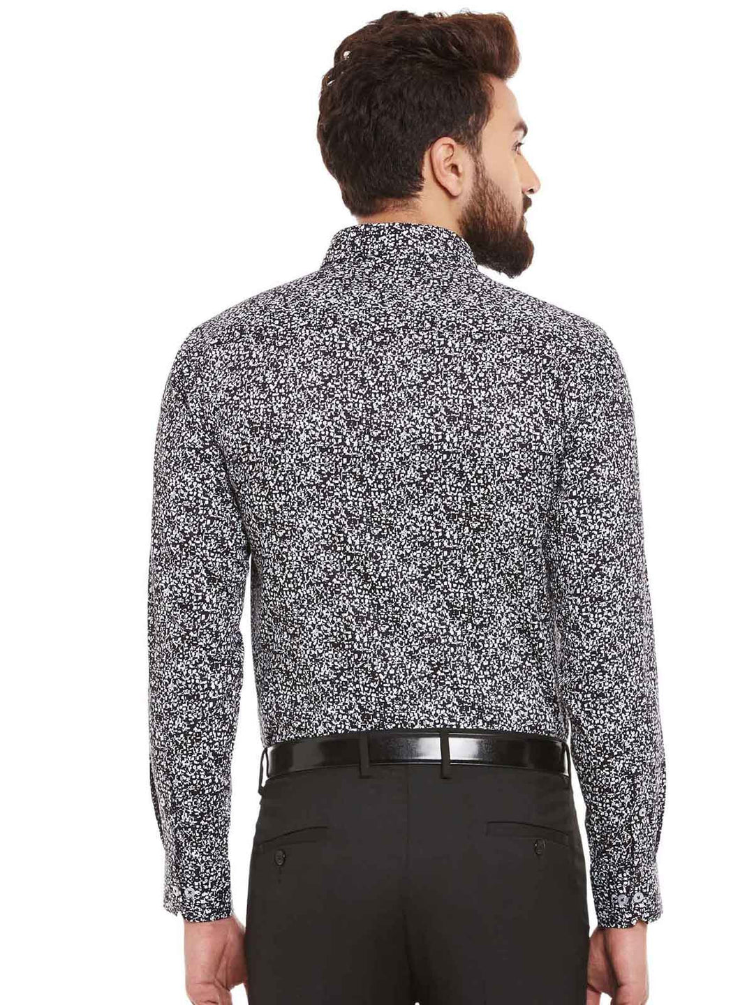 Men Black  Print Pure Cotton Slim Fit Formal Shirt