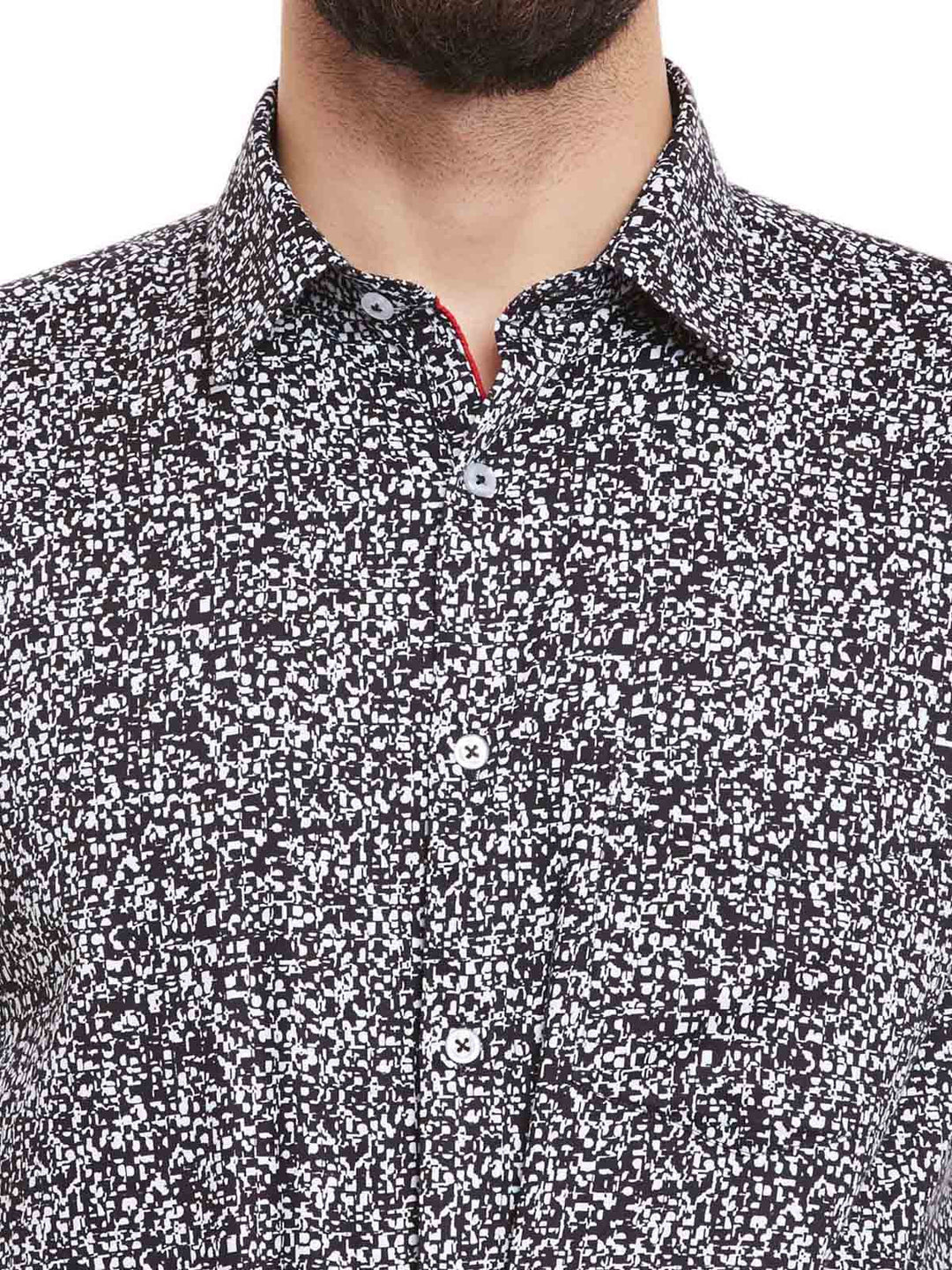 Men Black  Print Pure Cotton Slim Fit Formal Shirt