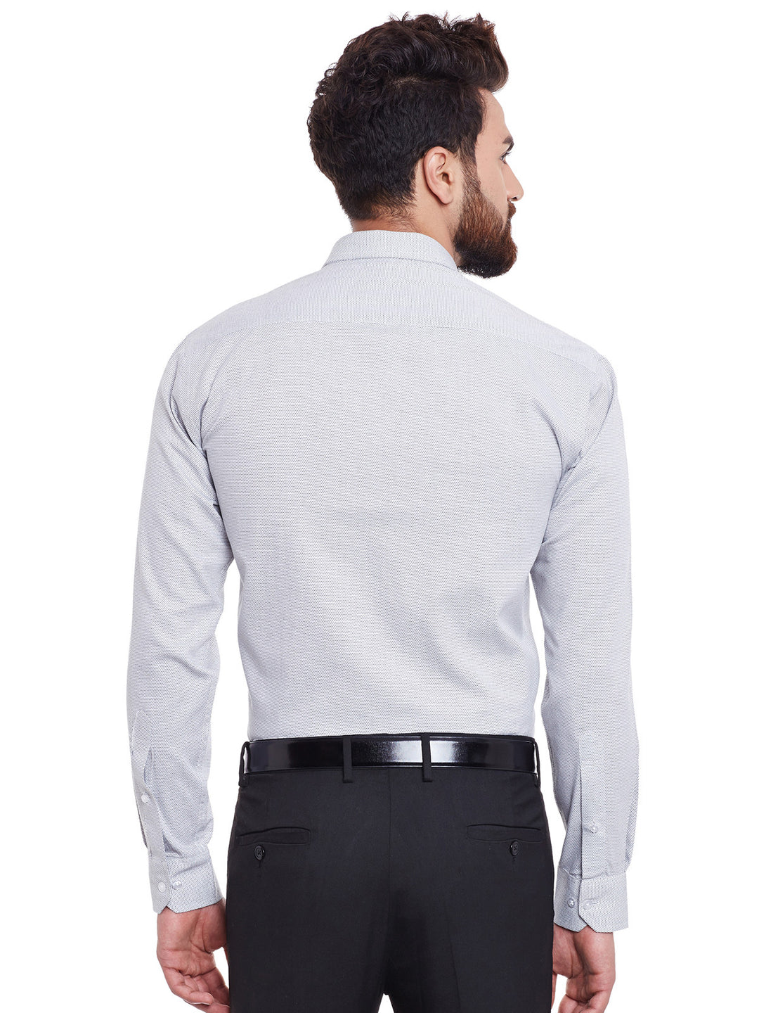 Men White and Black Solid Pure Cotton Slim Fit Formal Shirt