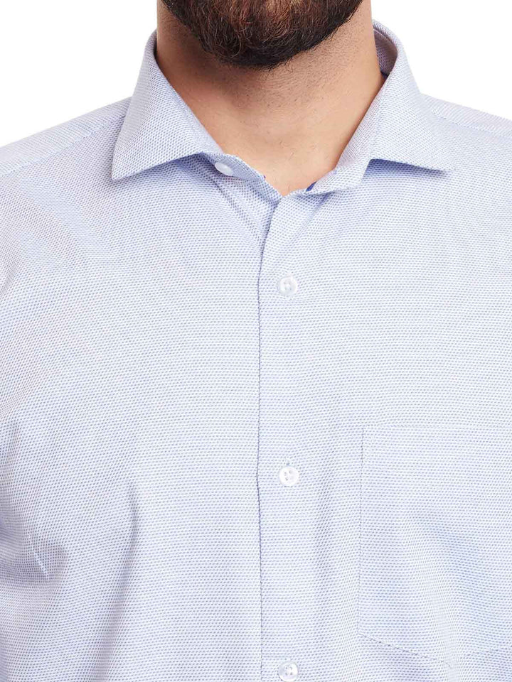 Men White and Blue Solid Pure Cotton Slim Fit Formal Shirt