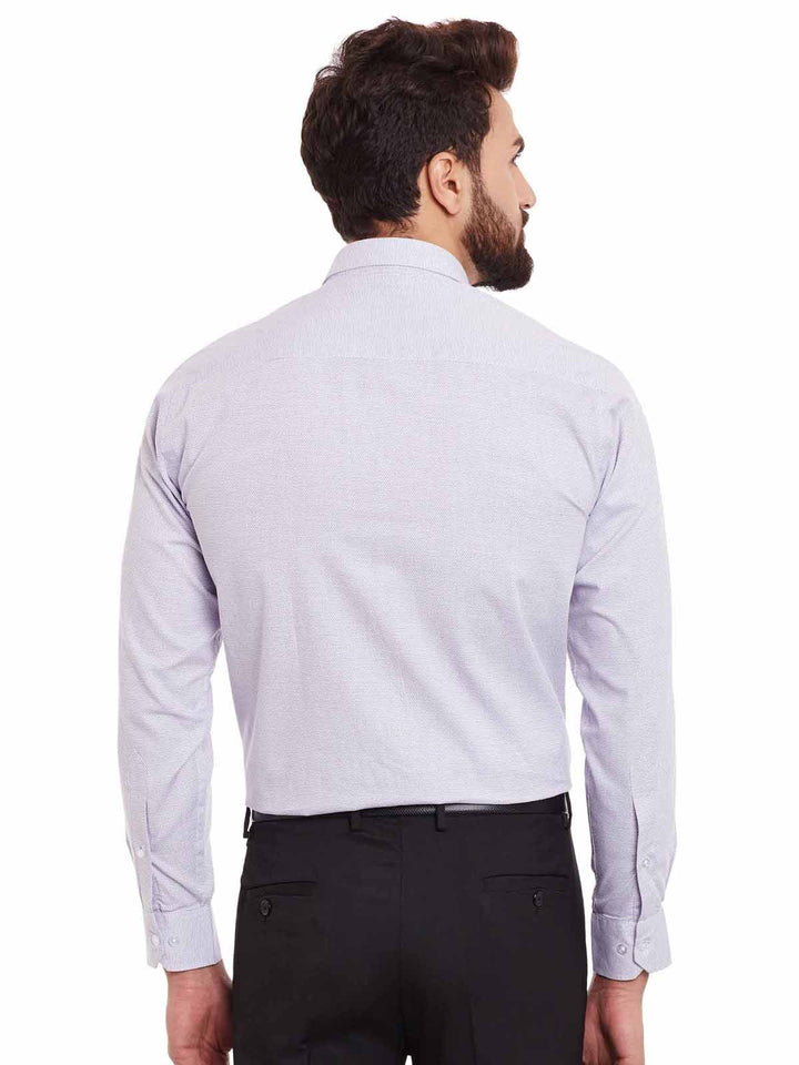 Men White and Purple Solid Pure Cotton Slim Fit Formal Shirt