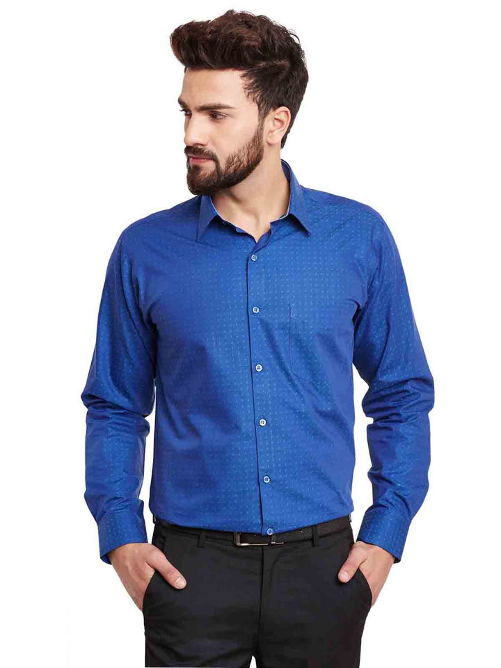 Men Navy Solid Pure Cotton Slim Fit Formal Shirt