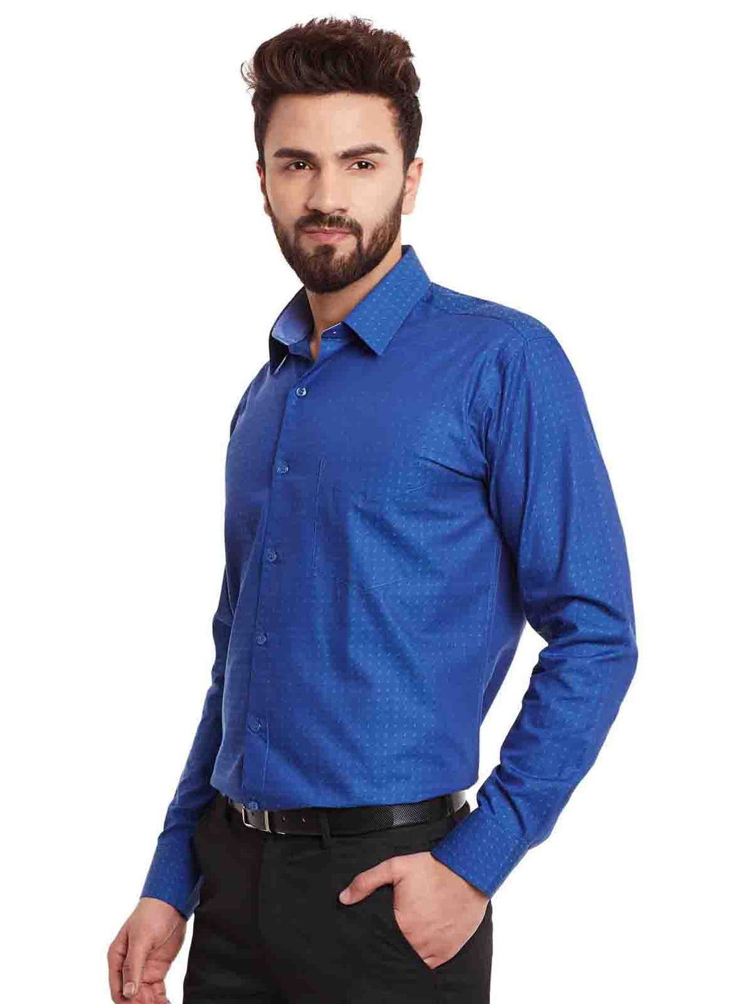 Men Navy Solid Pure Cotton Slim Fit Formal Shirt