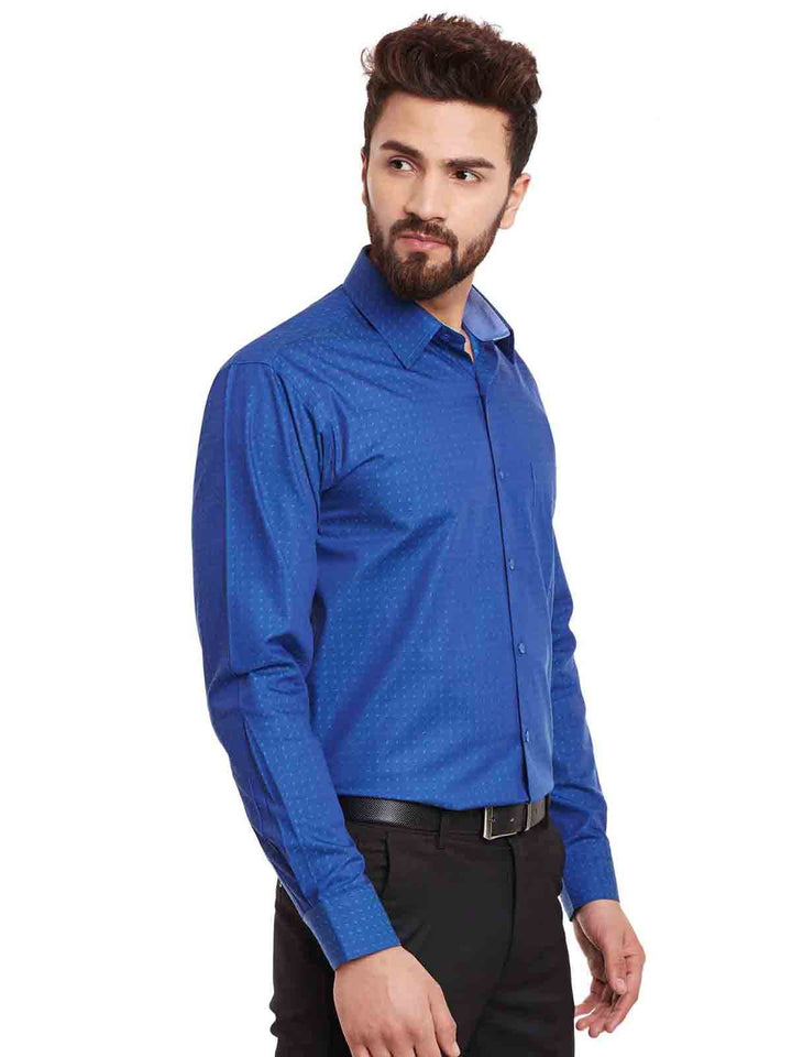 Men Navy Solid Pure Cotton Slim Fit Formal Shirt