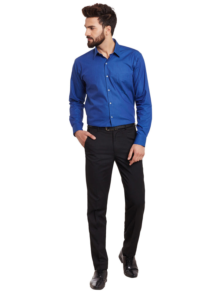 Men Navy Solid Pure Cotton Slim Fit Formal Shirt