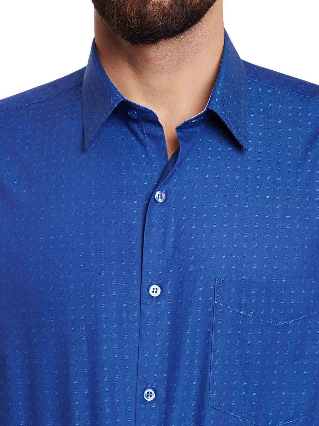 Men Navy Solid Pure Cotton Slim Fit Formal Shirt