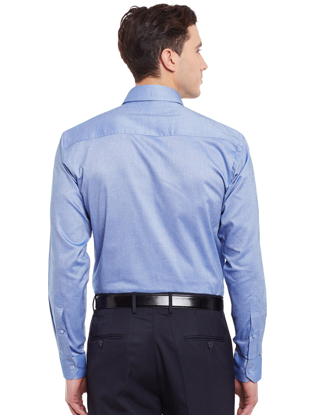 Men Blue Chambray Pure Cotton Slim Fit Formal Shirt