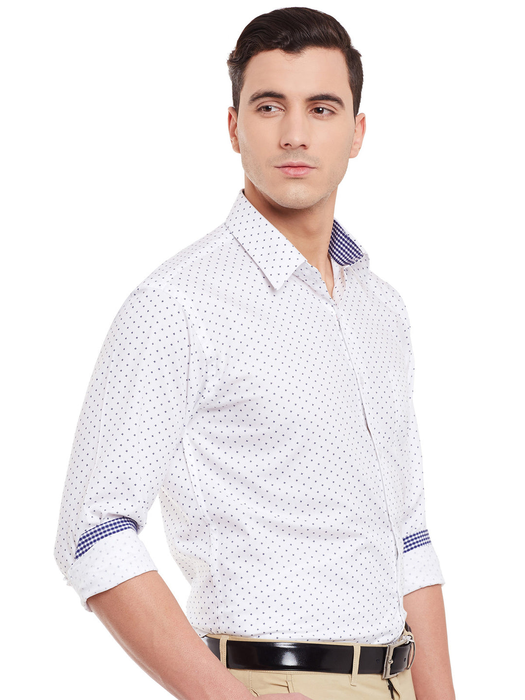 Men White Print Pure Cotton Slim Fit Formal Shirt