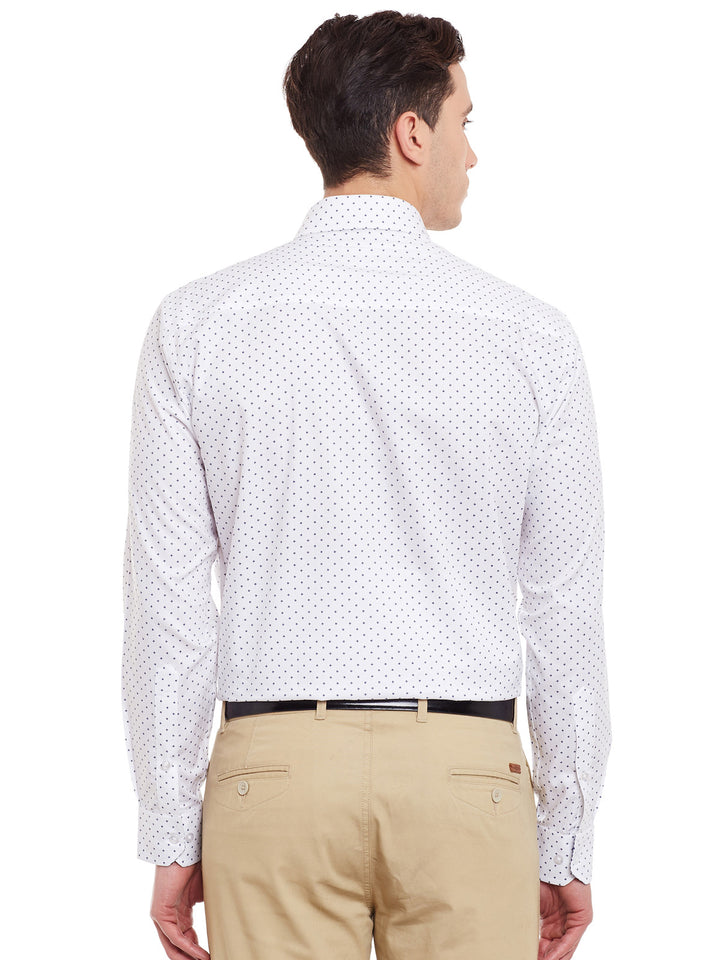 Men White Print Pure Cotton Slim Fit Formal Shirt