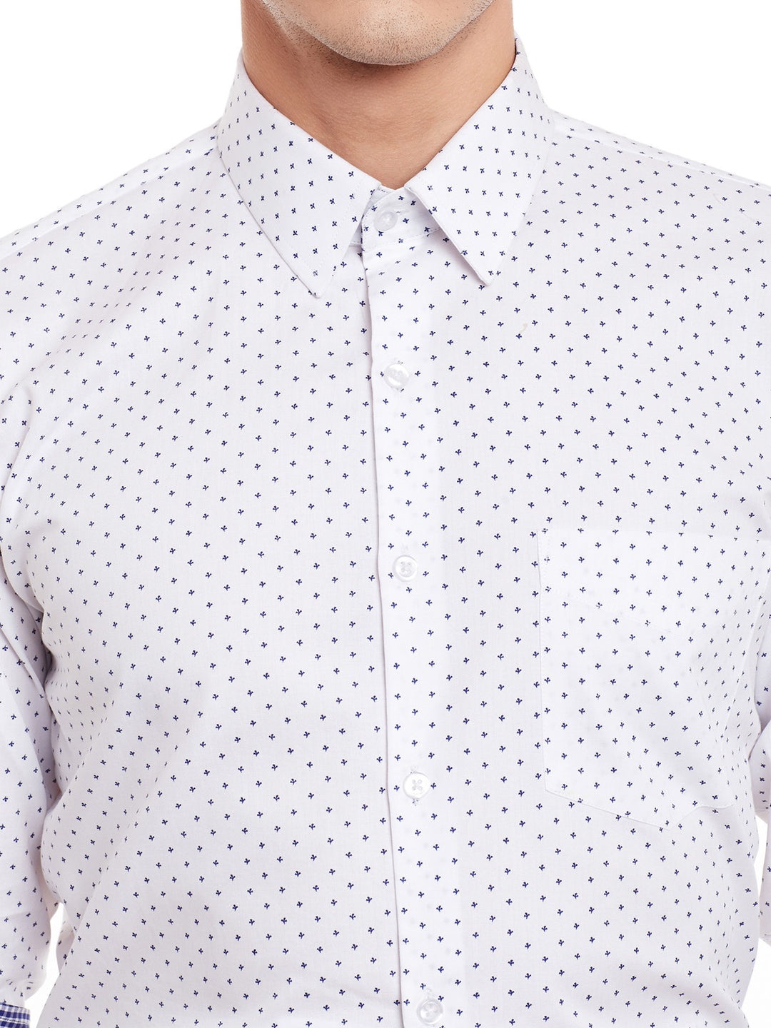 Men White Print Pure Cotton Slim Fit Formal Shirt