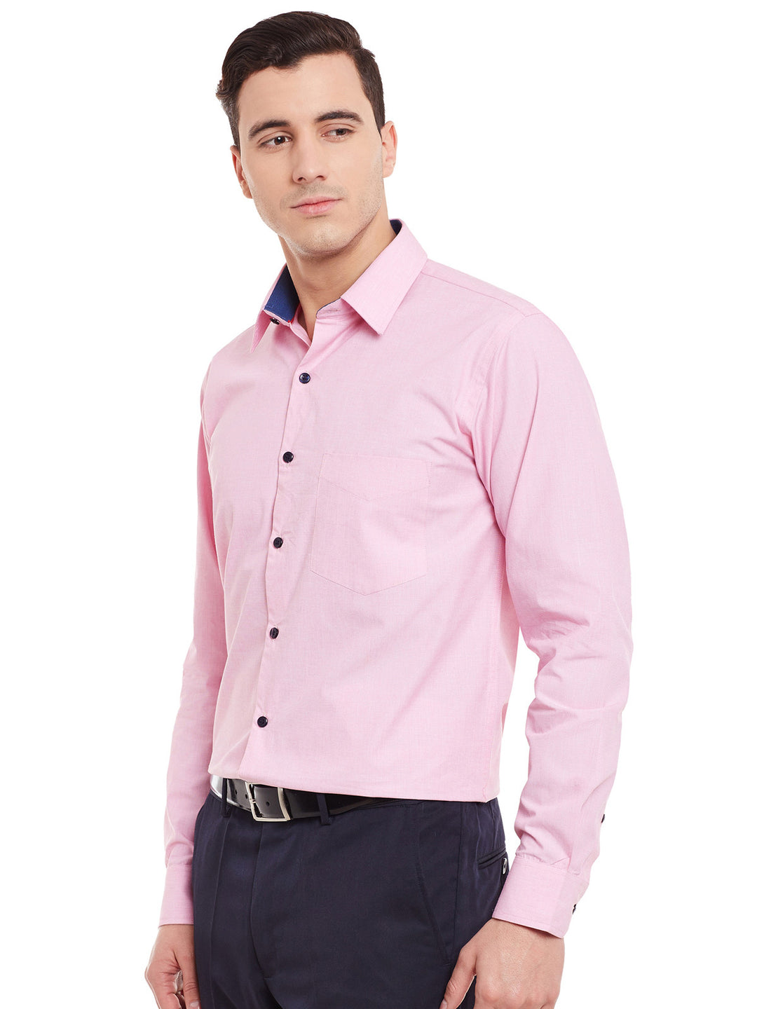 Men Pink Chambray Pure Cotton Slim Fit Formal Shirt