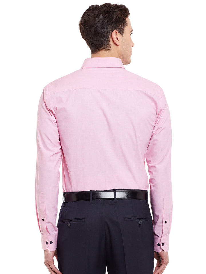 Men Pink Chambray Pure Cotton Slim Fit Formal Shirt