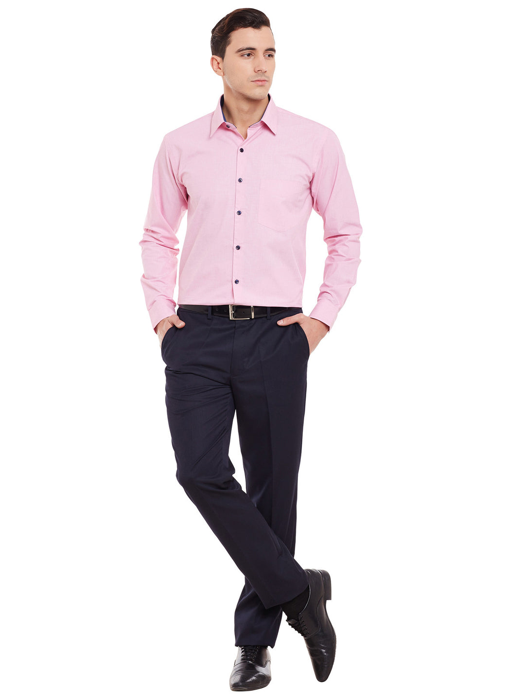Men Pink Chambray Pure Cotton Slim Fit Formal Shirt