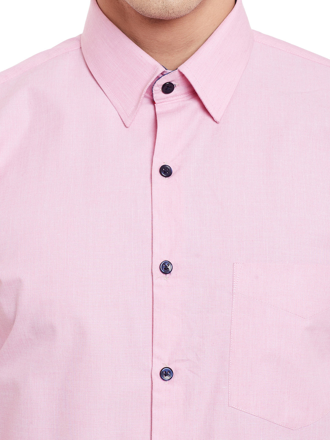 Men Pink Chambray Pure Cotton Slim Fit Formal Shirt