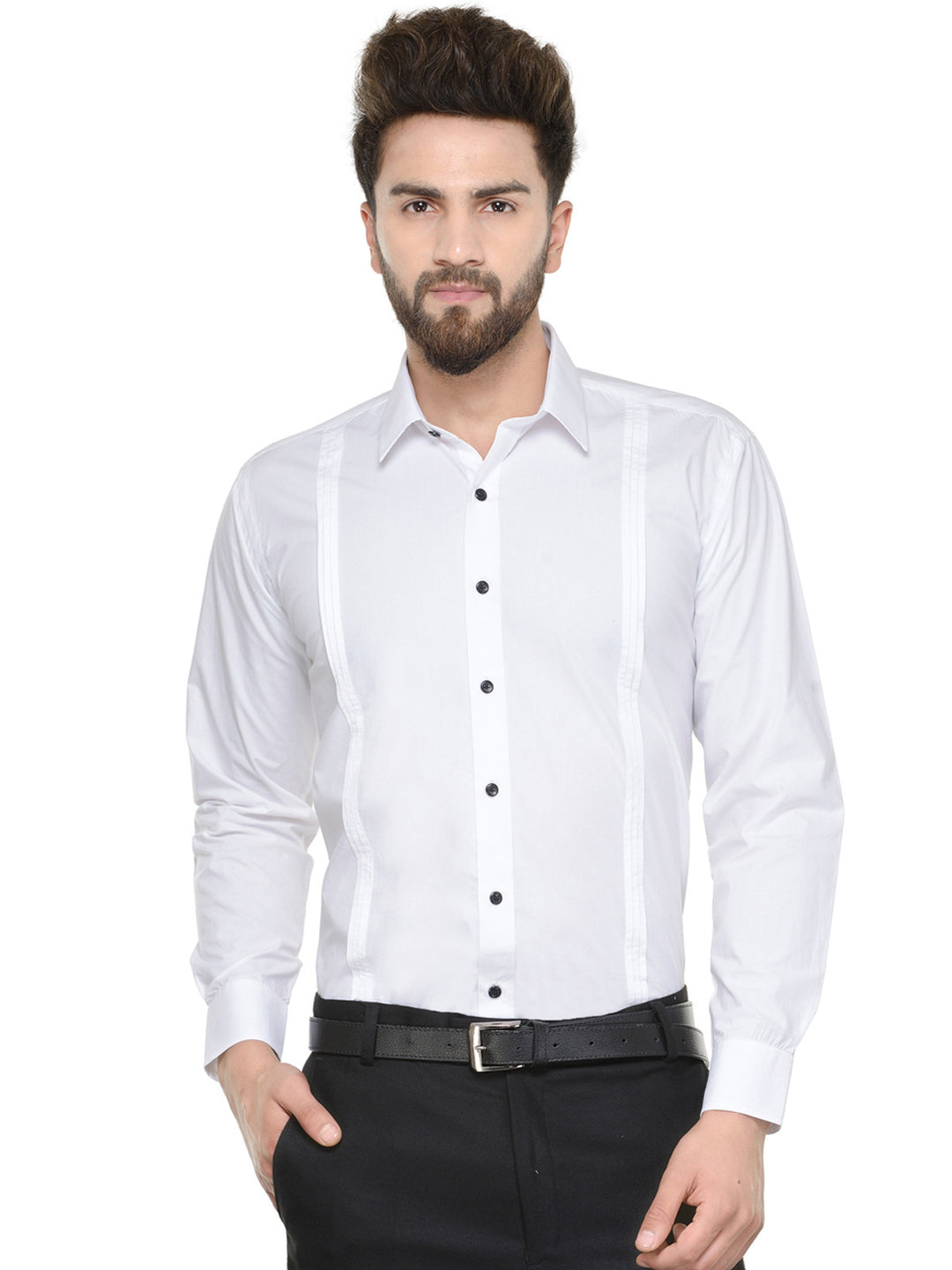 Men White Solids Pure Cotton Slim Fit Formal Shirt