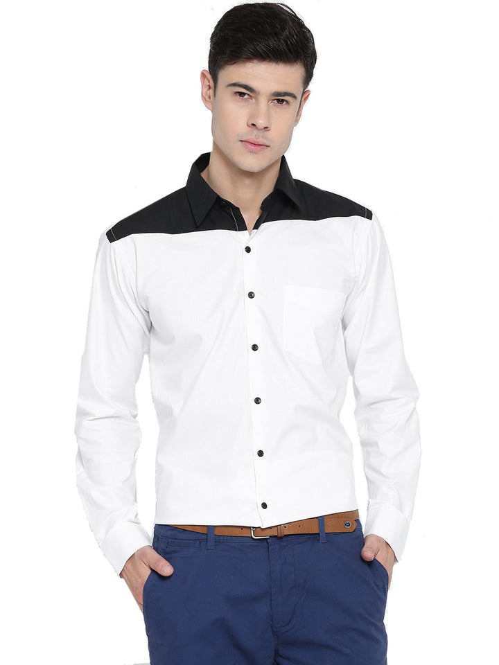 Men White Solid Pure Cotton Slim Fit Formal Shirt