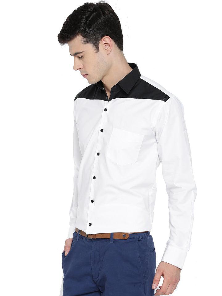 Men White Solid Pure Cotton Slim Fit Formal Shirt