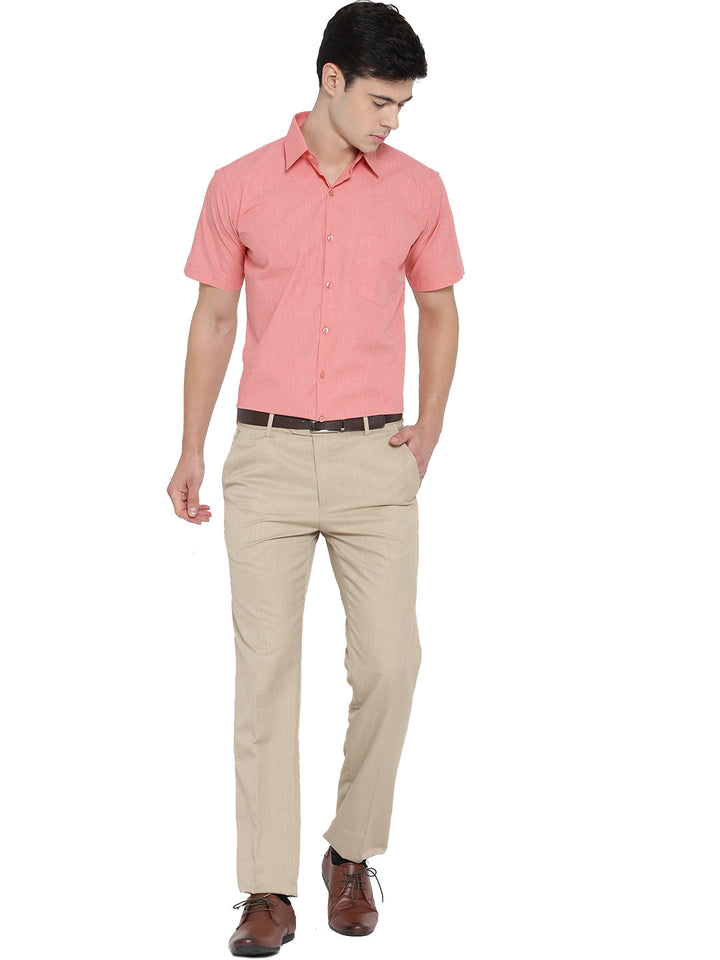 Men Coral Chambray Pure Cotton Slim Fit Formal Shirt