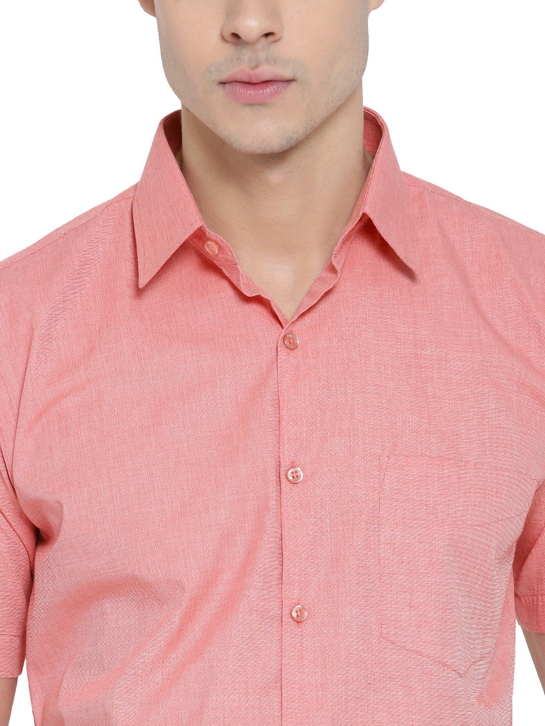 Men Coral Chambray Pure Cotton Slim Fit Formal Shirt