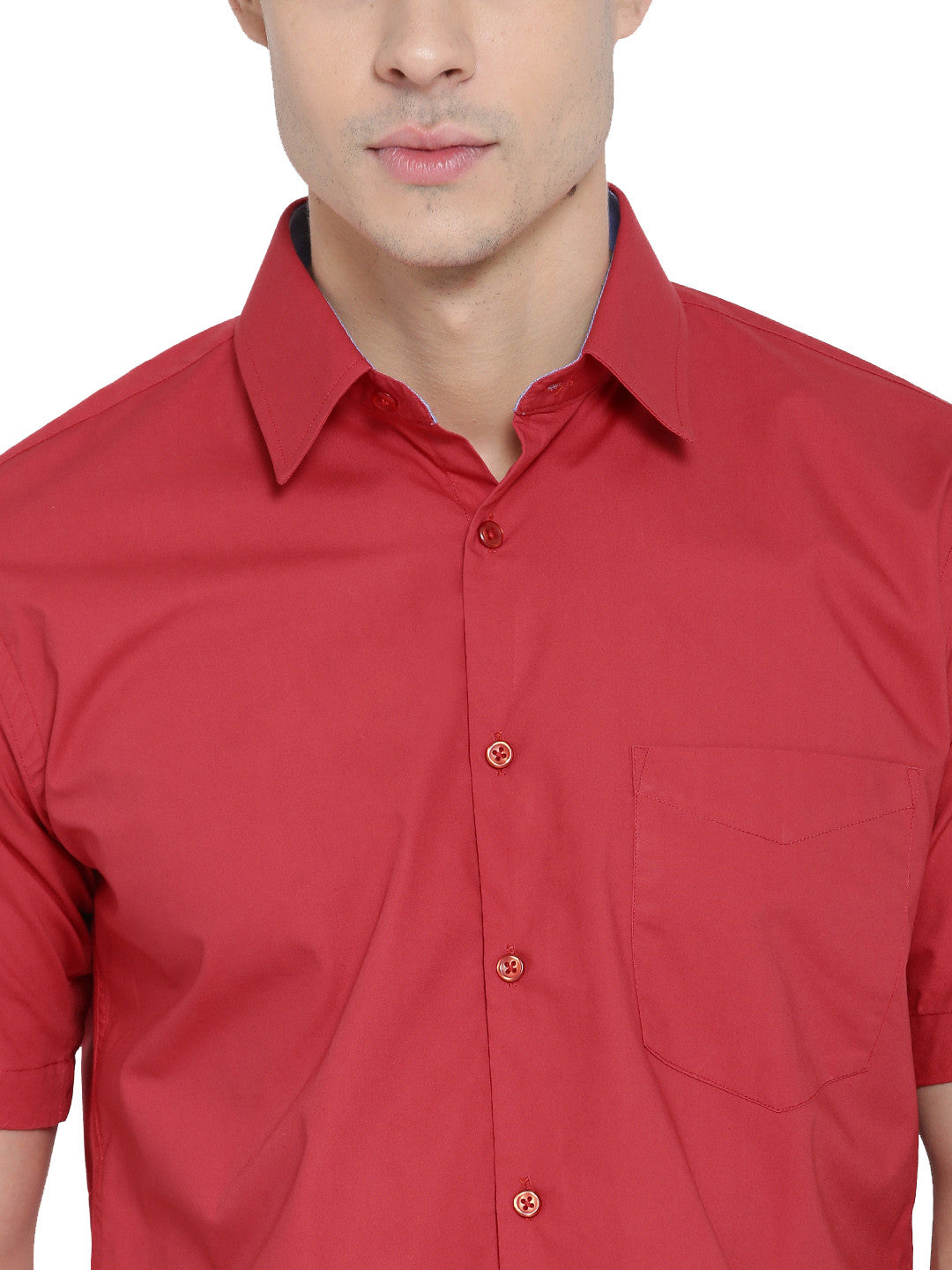 Men Red Solid Pure Cotton Slim Fit Formal Shirt