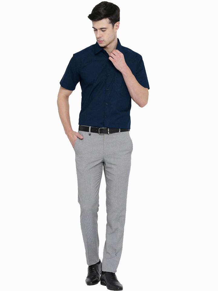 Men Turquoise Blue Solid Slim Fit Pure Cotton Formal Shirt