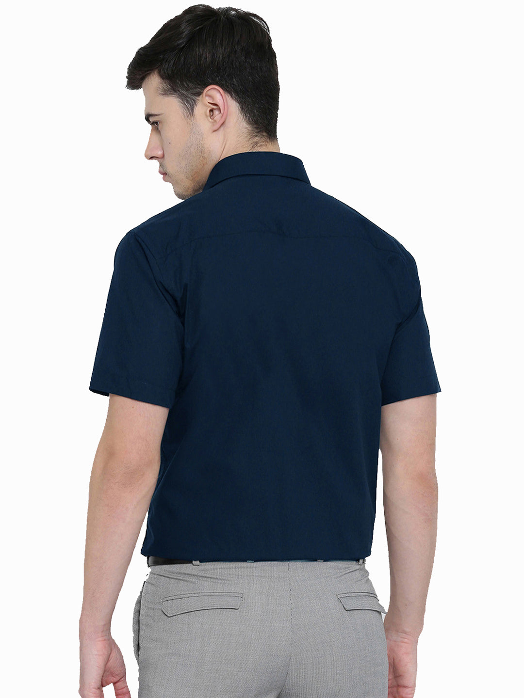 Men Turquoise Blue Solid Slim Fit Pure Cotton Formal Shirt