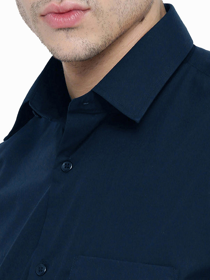 Men Turquoise Blue Solid Slim Fit Pure Cotton Formal Shirt