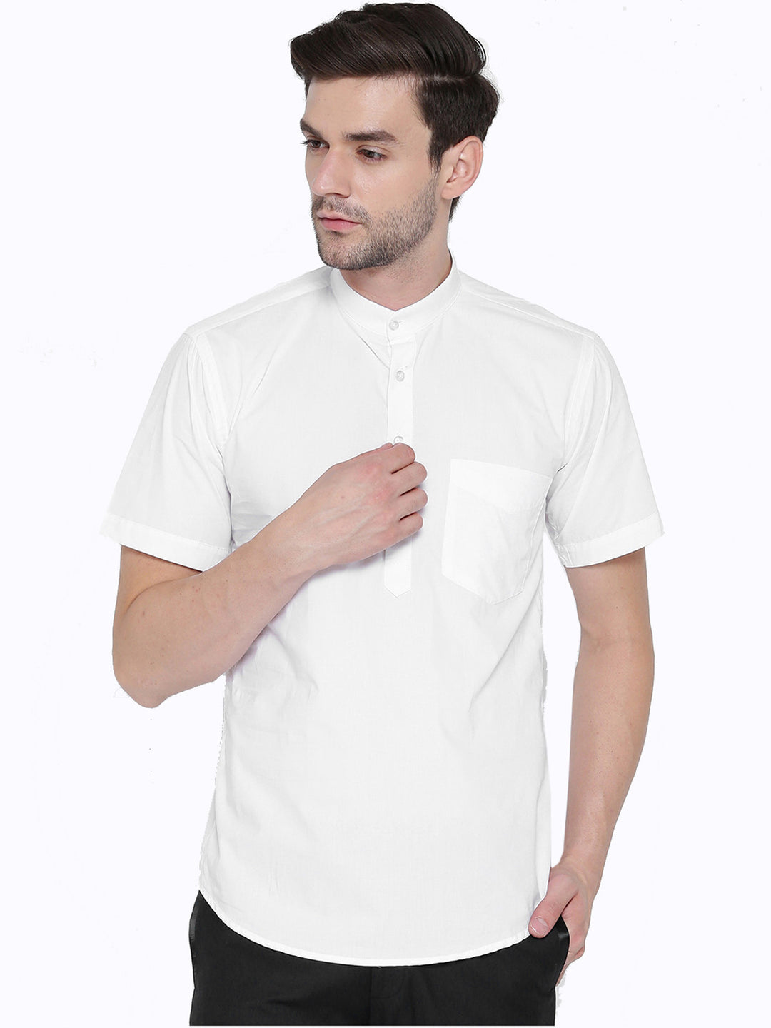 Men white Solids Pure Cotton Slim Fit Casual Shirt