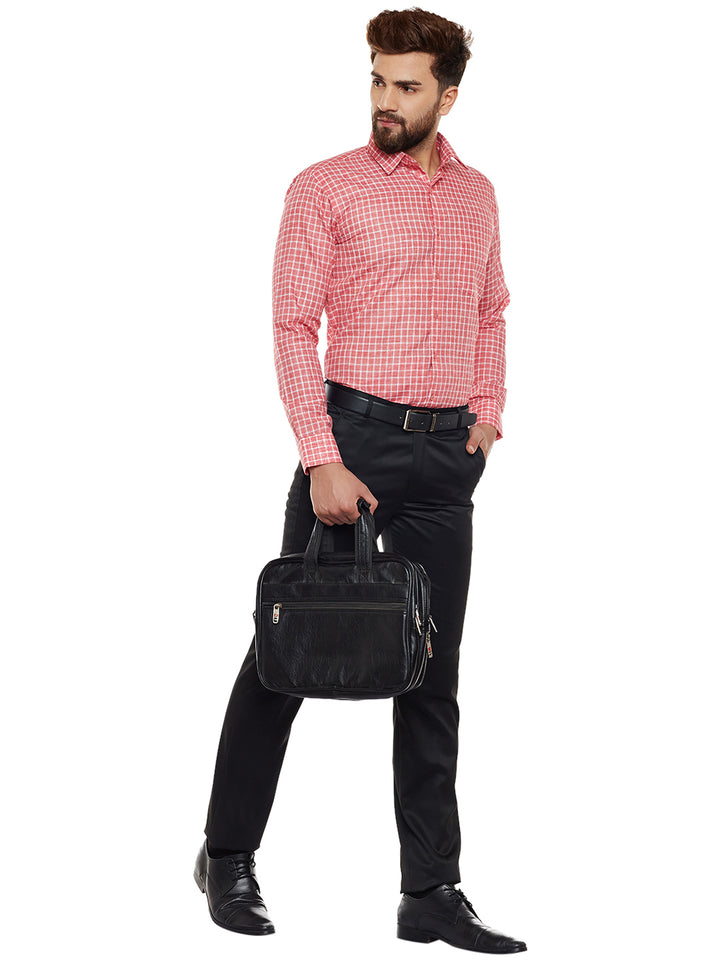 Men Red Checked Slim Fit Formal Shirt
