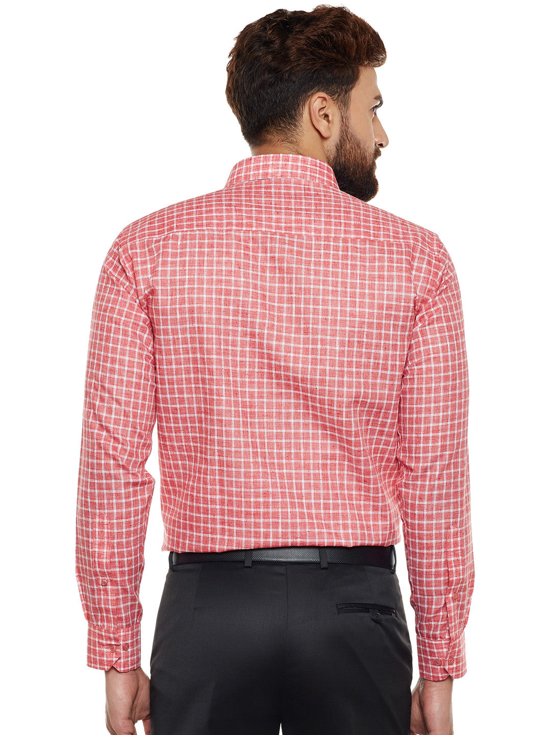 Men Red Checked Slim Fit Formal Shirt