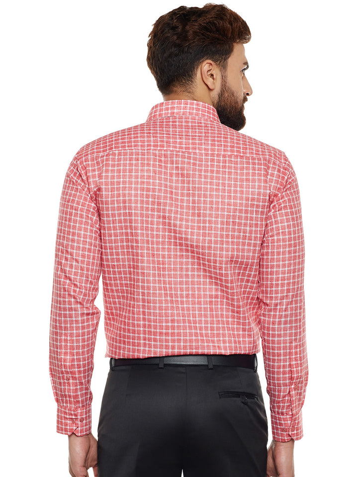 Men Red Checked Slim Fit Formal Shirt