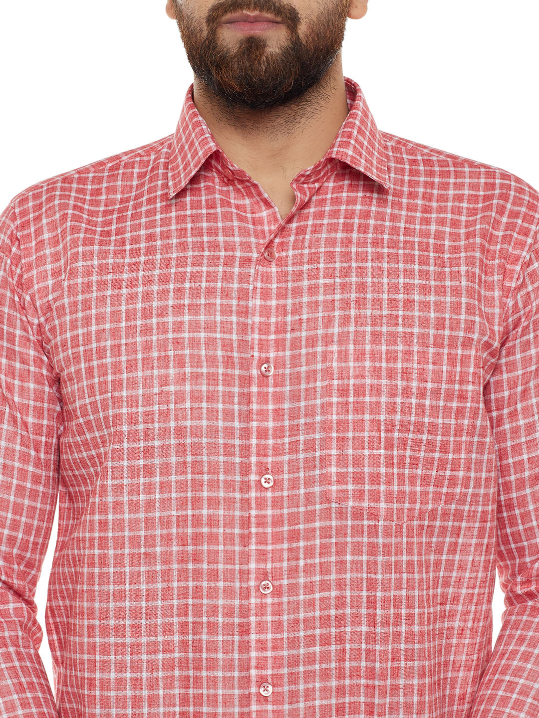 Men Red Checked Slim Fit Formal Shirt