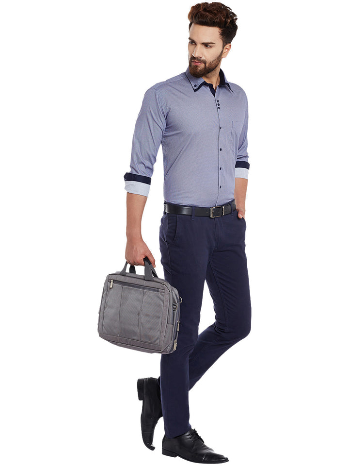 Men Navy Printed Pure Cotton Slim Fit Casual Shirt