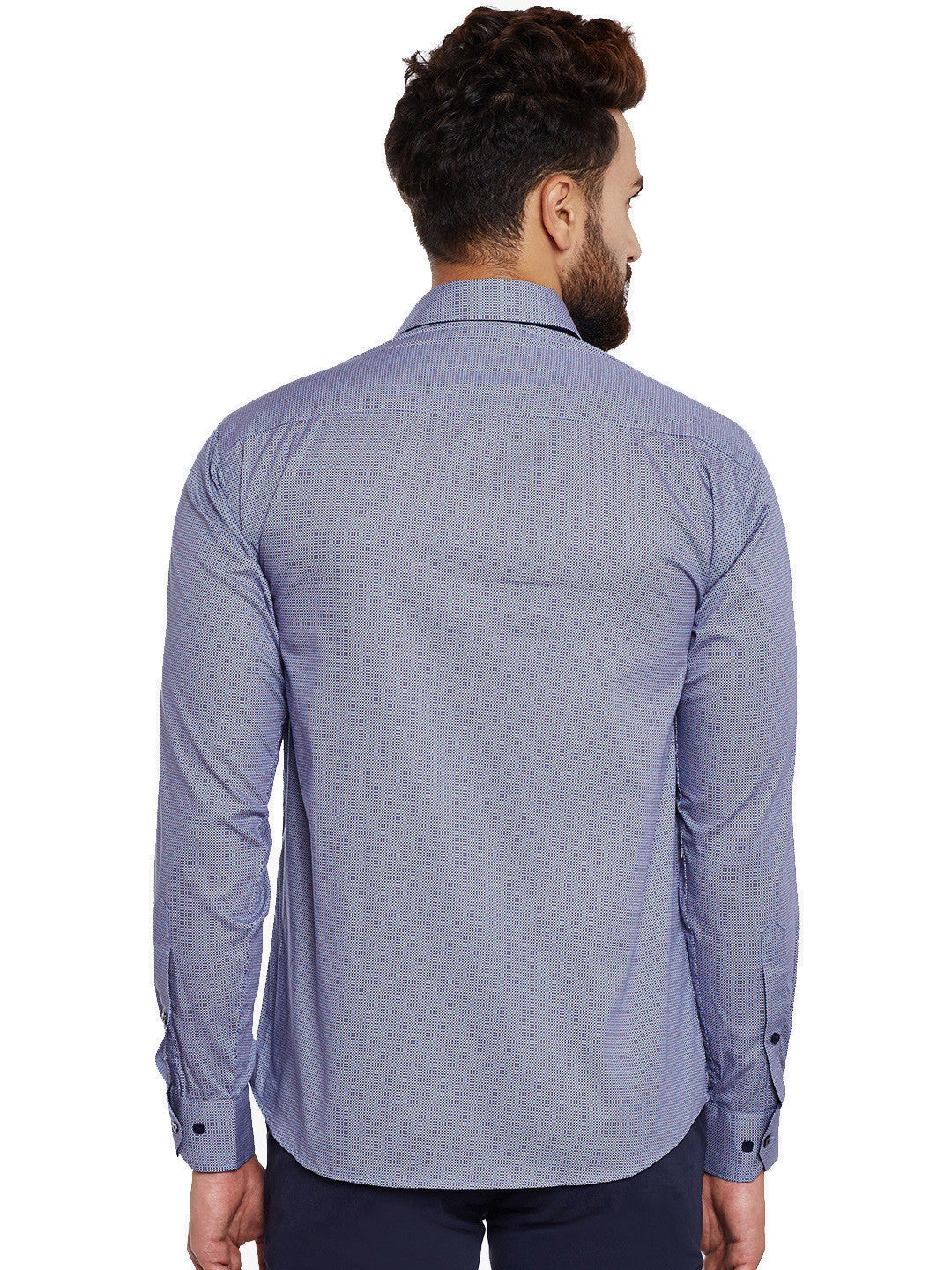 Men Navy Printed Pure Cotton Slim Fit Casual Shirt