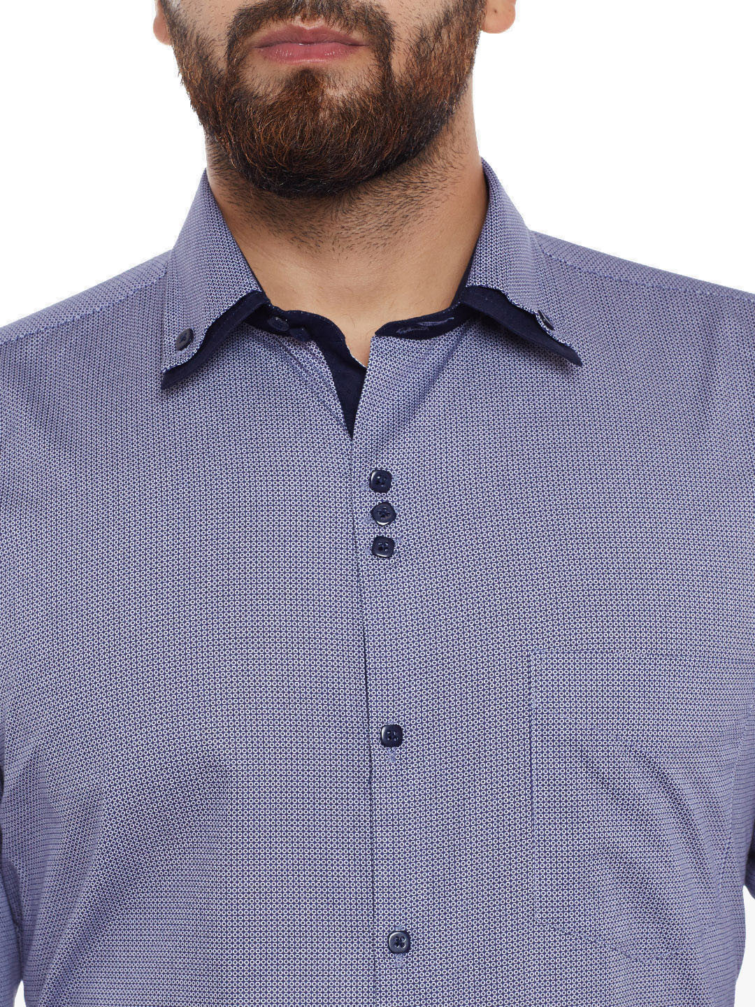 Men Navy Printed Pure Cotton Slim Fit Casual Shirt